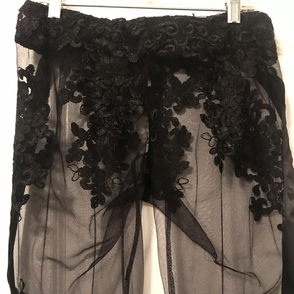 Custom Black Lace Pant with Satin Side Trim